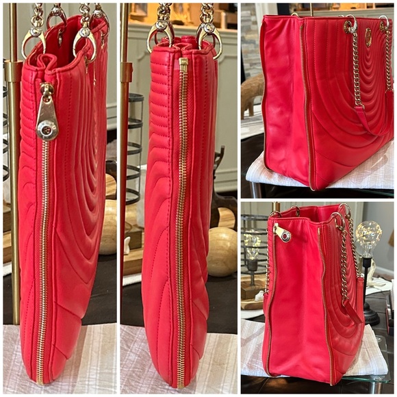 HENRI BENDEL No. 7 Quilted, Expandable Zip Tote in Pink Lambskin Leather EUC - Picture 5 of 16